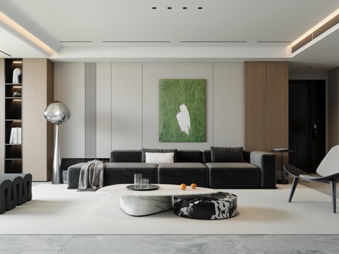  现代极简客厅3d模型 