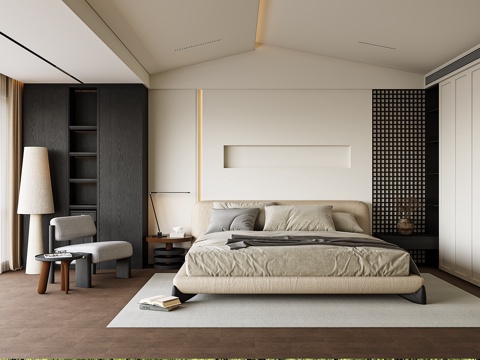  现代极简卧室3d模型 