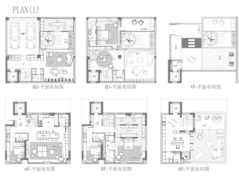  400㎡别墅 平面图cad施工图 