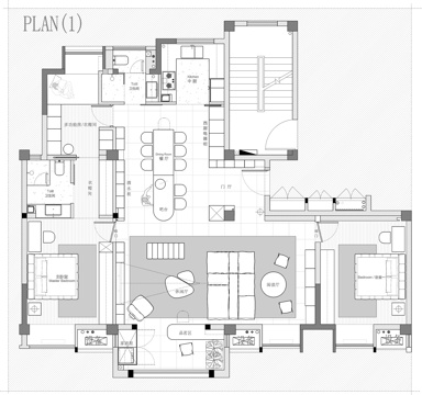  143㎡ 平层 平面图cad施工图 