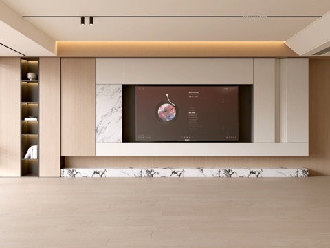  现代客厅 奶油客厅 电视背景墙 客厅背景 奶油风背景墙su模型 