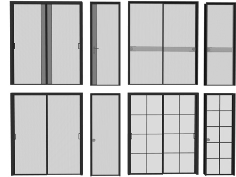 现代单双开玻璃门长虹玻璃普通玻璃su模型