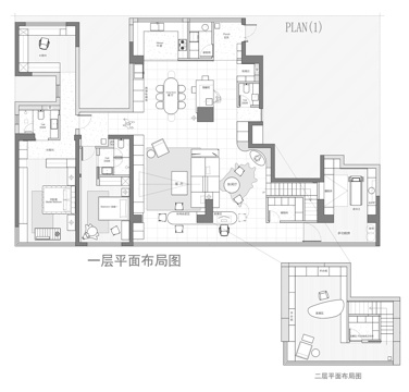 277㎡复式 平面图cad施工图