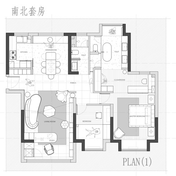  108㎡平层 平面图cad施工图 