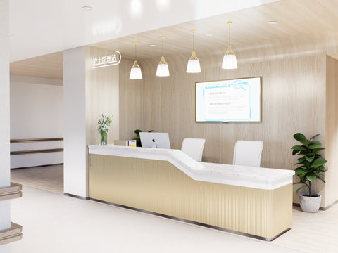 0075护士站 医院前台 咨询台 接待台su模型