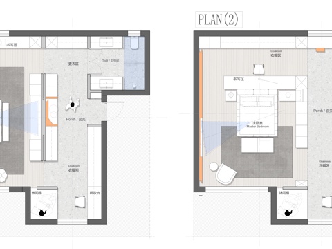 67㎡房间平面方案 彩平图cad施工图