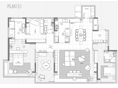  190㎡大平层 平面图cad施工图 