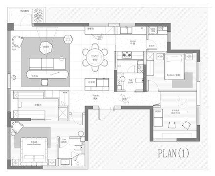  128㎡平层 平面图cad施工图 