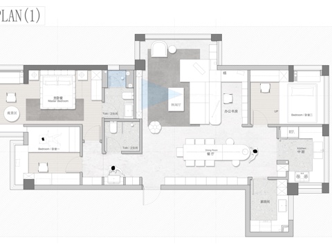  120㎡平层 平面图 彩平图.cad施工图 