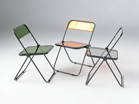 现代透明塑料折叠椅 宴会活动椅 彩色亚克力椅子 透明亚克力椅su模型