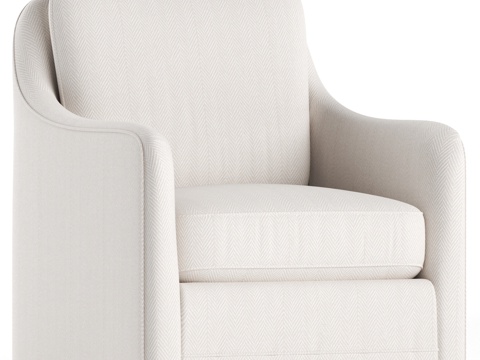  宽幅旋转羽绒靠垫扶手椅3d模型 