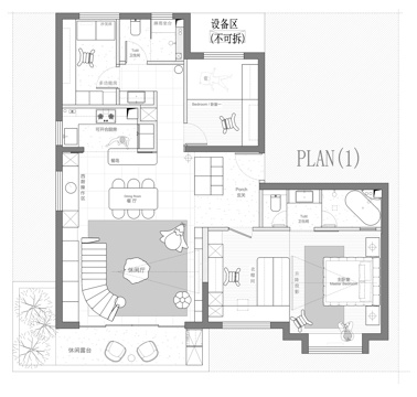  114㎡平层 平面图cad施工图 