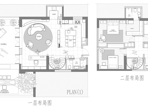 160㎡复式平面图cad施工图