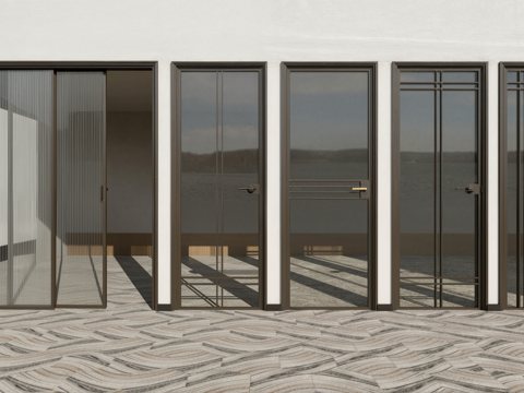 现代单双开玻璃门长虹玻璃普通玻璃su模型