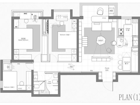  109㎡平层 平面图cad施工图 