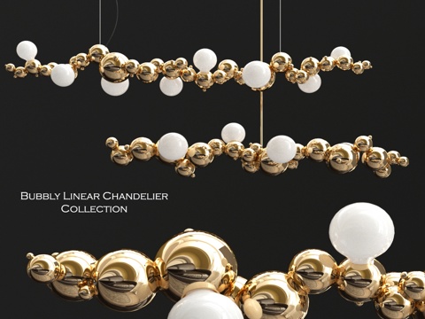  气泡线性吊灯系列3d模型 