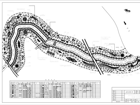 河道公园景观CAD平面布局图cad施工图cad施工图