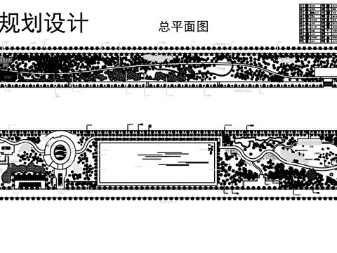 现代生态滨水湿地公园河道景观CAD平面布局图cad施工图