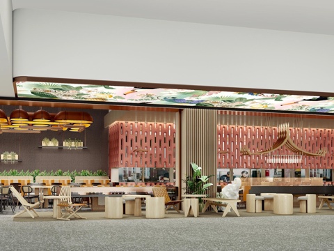 特色咖喱店 最新全套施工图 效果图合集cad施工图