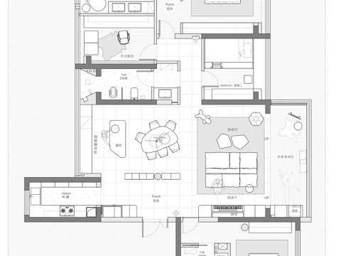  172㎡ 平层平面图cad施工图 