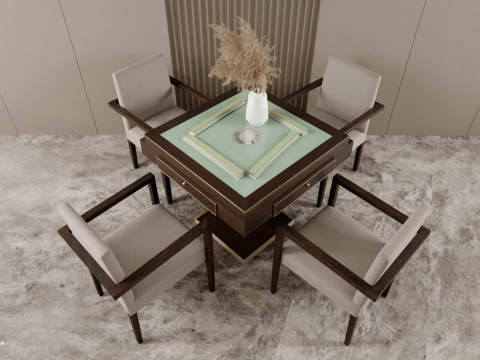  麻将房麻将机su模型 