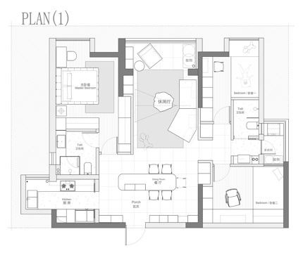  103㎡平层 平面图cad施工图 