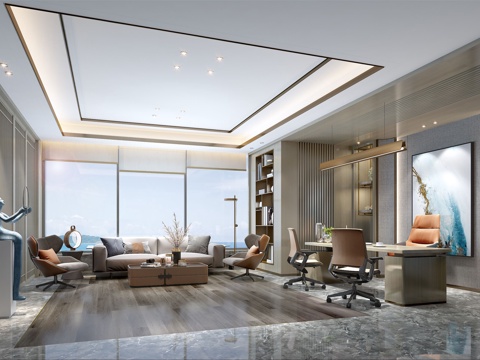 200平办公室 最新全套施工图 效果图合集cad施工图