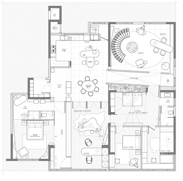  250㎡大平层 平面图cad施工图 