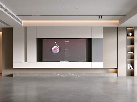  现代客厅 意式客厅 电视背景墙 电视柜 客厅背景3d模型 