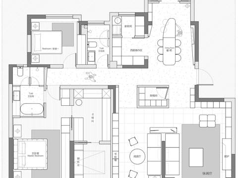  192㎡大平层 平面图cad施工图 