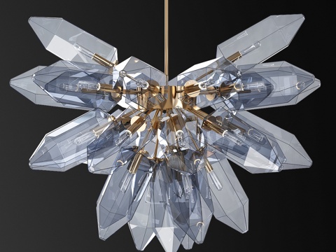  je设计水晶簇发光雕塑3d模型 