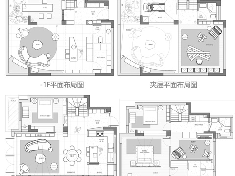300平下叠别墅 平面图cad施工图
