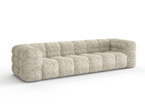  奶油风多人沙发3d模型 