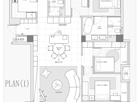  150㎡平层平面图cad施工图 
