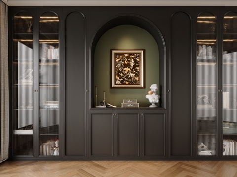  法式暗黑书柜3d模型 