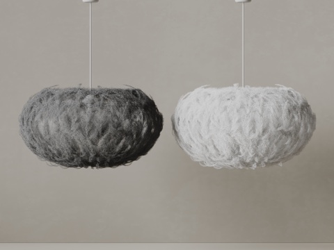  现代吊灯 羽毛吊灯 布艺吊灯3d模型 