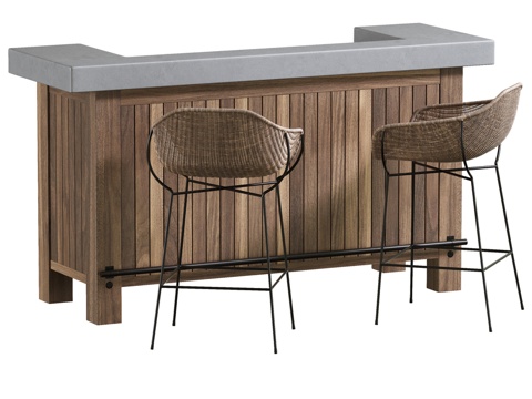  相思木终极吧台桌与温德尔吧凳3d模型 