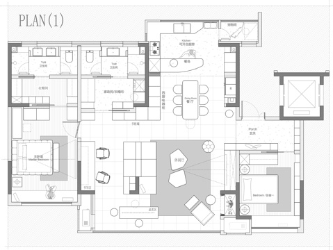  140㎡平层平面图cad施工图 