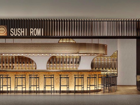 特色寿司店 最新全套施工图 效果图合集cad施工图