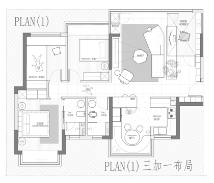  108㎡ 平层 平面图cad施工图 