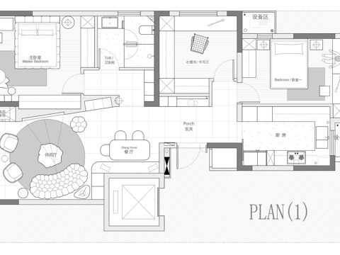  97㎡平层 平面图cad施工图 