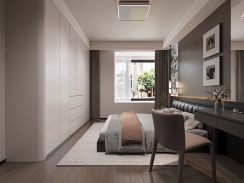  意式轻奢卧室3d模型 