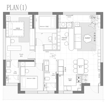  105㎡平层 平面图cad施工图 