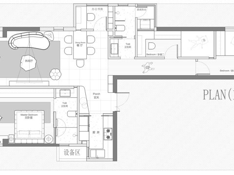  103㎡平层 平面图cad施工图 