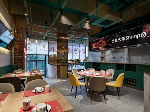 小龙虾快餐厅 最新全套施工图 效果图合集cad施工图