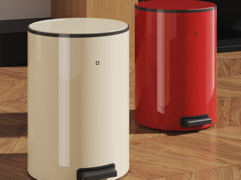 现代垃圾桶 红色垃圾桶 个性垃圾桶3d模型 
