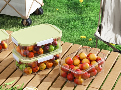  户外收纳盒 饭盒 保鲜盒 水果保鲜盒3d模型 