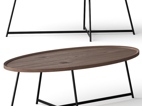  露露与乔治亚·格温斯椭圆咖啡桌3d模型 