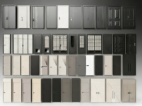 现代简约室内门 平板门 玻璃门 实木门 家装卧室门su模型