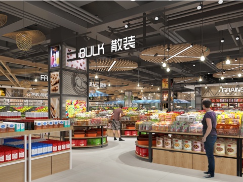 精品百货超市 最新全套施工图 效果图合集cad施工图